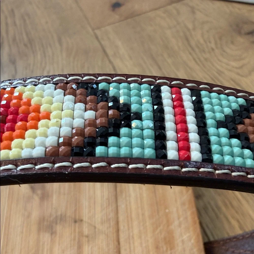 Brown Leather Belt with Silver Buckle